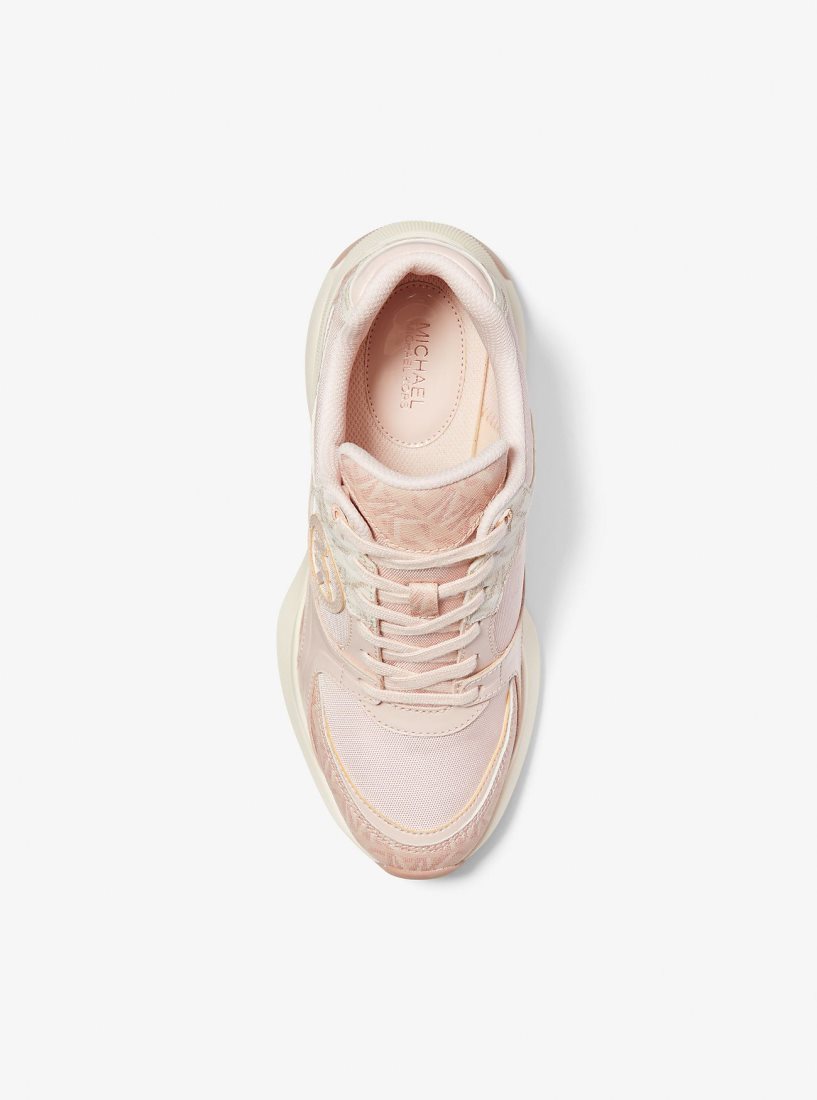 Basket Michael Kors Zuma Two-Tone Empire Signature Logo and Mesh Trainer Femme Ballet | 7986QKSJT