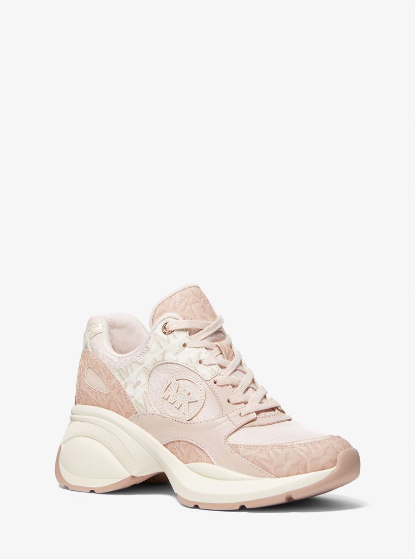 Basket Michael Kors Zuma Two-Tone Empire Signature Logo and Mesh Trainer Femme Ballet | 7986QKSJT