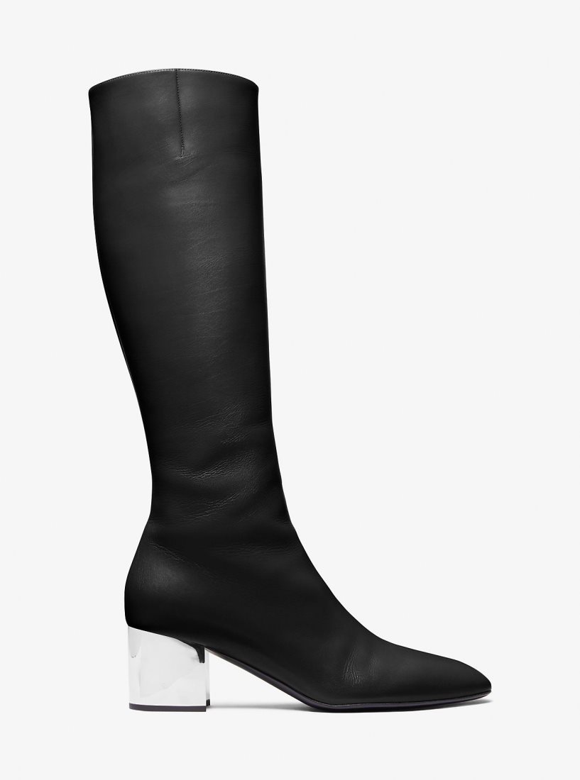 Botte Michael Kors Ali Leather Boot Femme Noir | 3468XBJNM