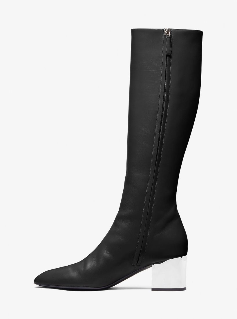 Botte Michael Kors Ali Leather Boot Femme Noir | 3468XBJNM