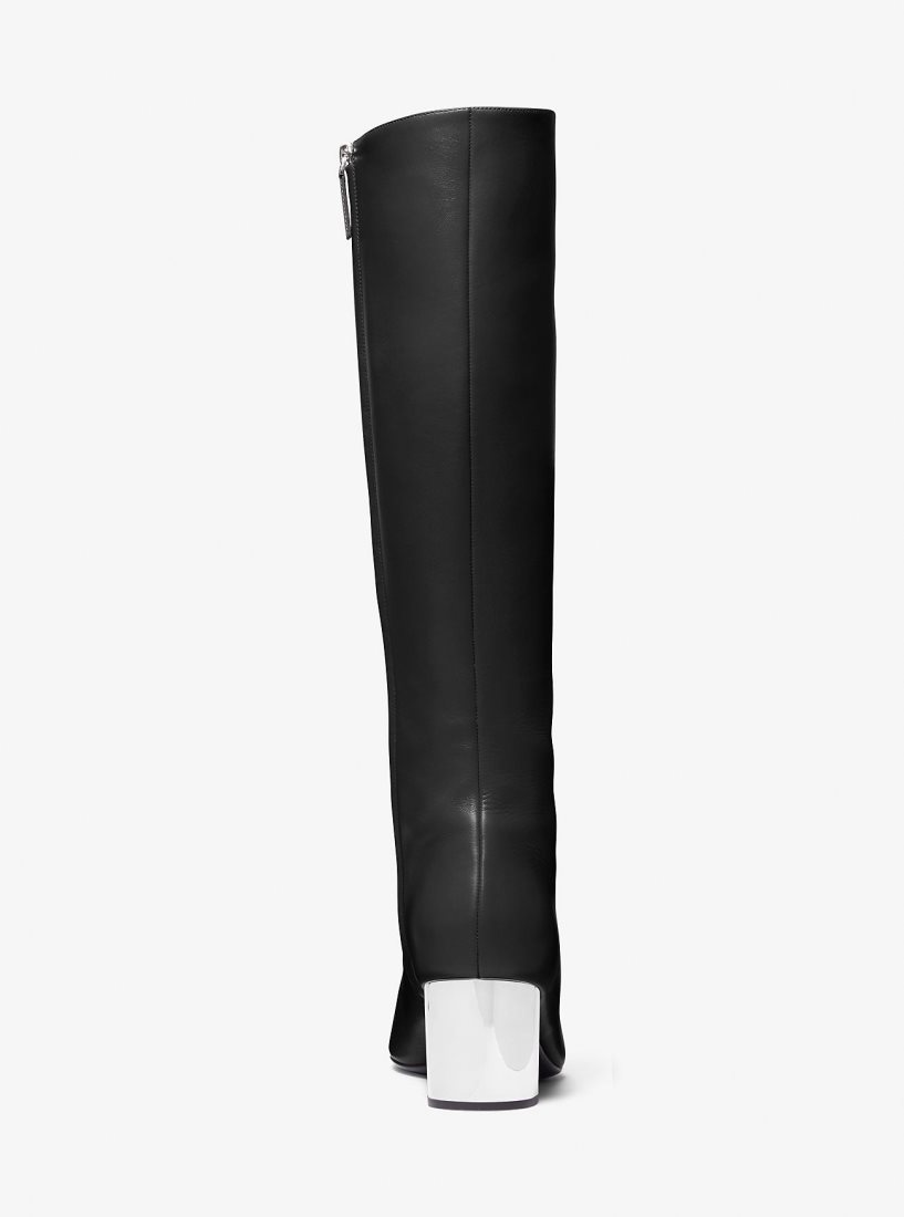 Botte Michael Kors Ali Leather Boot Femme Noir | 3468XBJNM