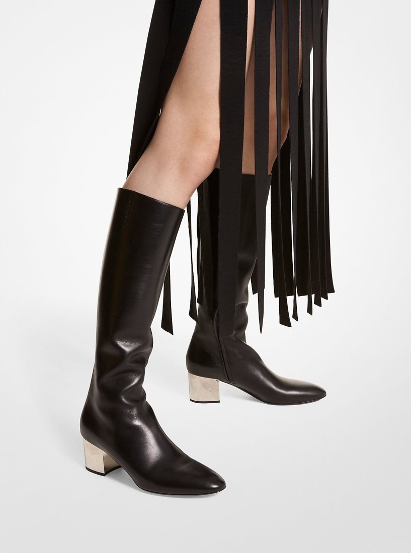 Botte Michael Kors Ali Leather Boot Femme Noir | 3468XBJNM