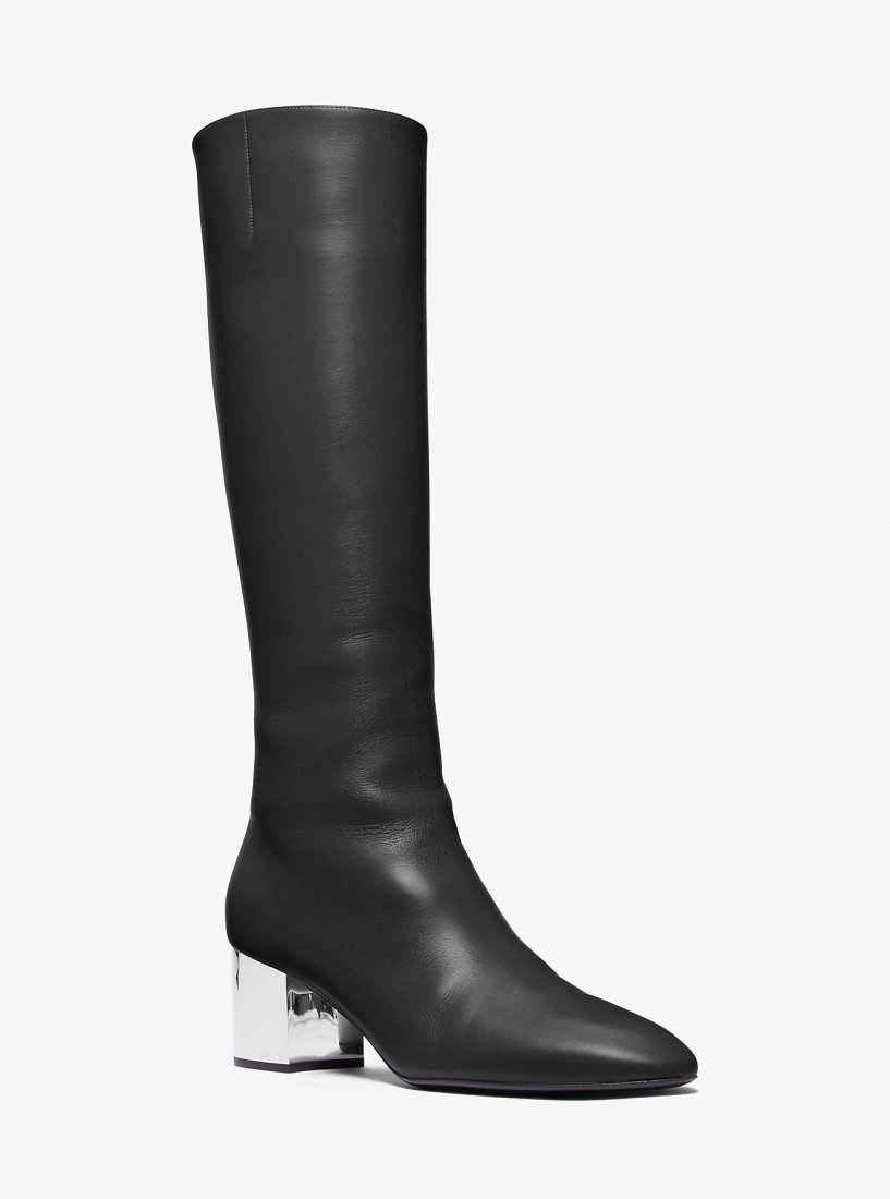 Botte Michael Kors Ali Leather Boot Femme Noir | 3468XBJNM