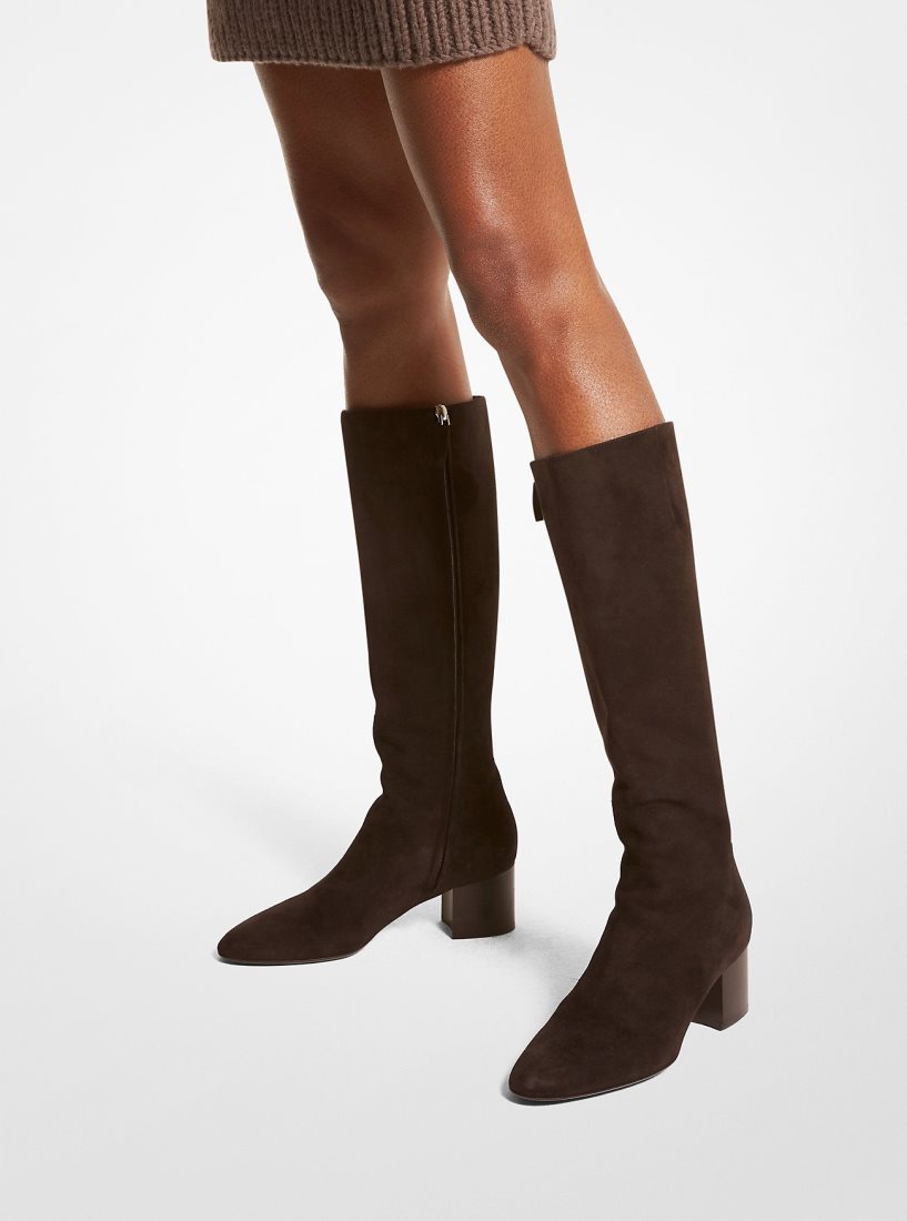 Botte Michael Kors Ali Suede Boot Femme Chocolat | 0531NMZWR