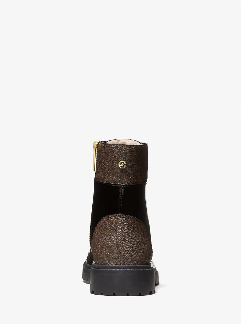 Botte Michael Kors Alistair Patent Combat Boot Femme Marron | 3487PJTWV