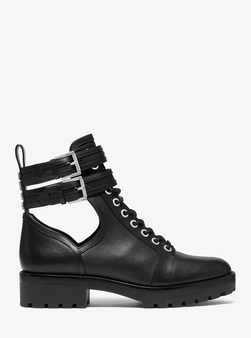 Botte Michael Kors Bensen Leather Combat Boot Femme Noir | 7640JMQTX