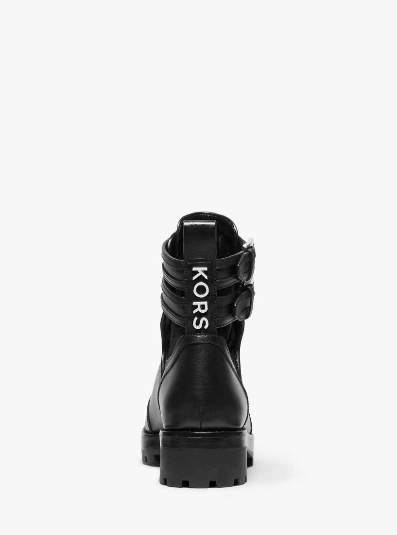 Botte Michael Kors Bensen Leather Combat Boot Femme Noir | 7640JMQTX