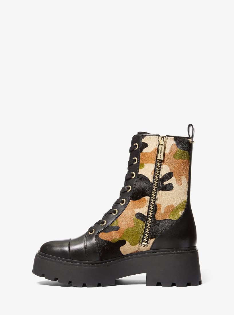 Botte Michael Kors Blake Camouflage Print Calf Hair Combat Boot Femme Vert Olive Multicolore | 3176QYZTB