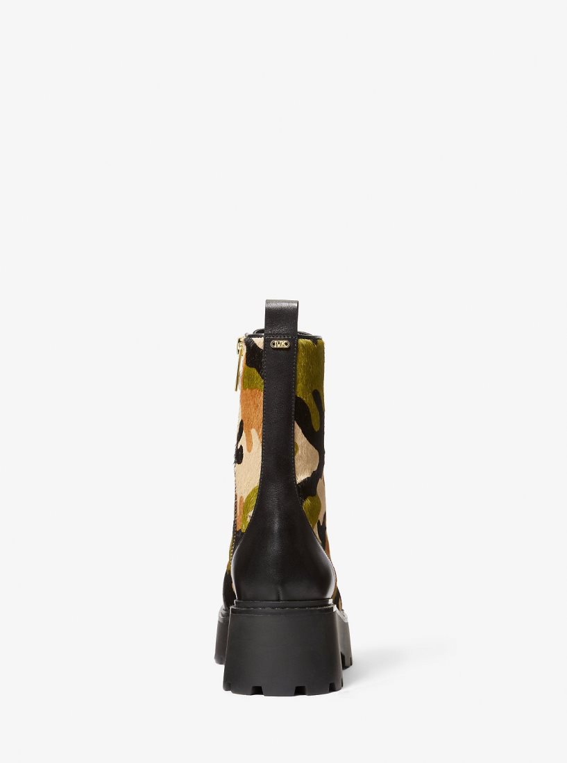 Botte Michael Kors Blake Camouflage Print Calf Hair Combat Boot Femme Vert Olive Multicolore | 3176QYZTB