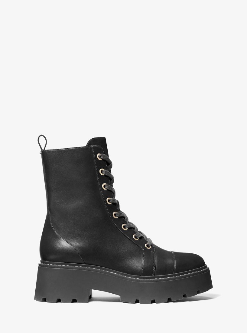 Botte Michael Kors Blake Leather Combat Boot Femme Noir | 0612RJYFV