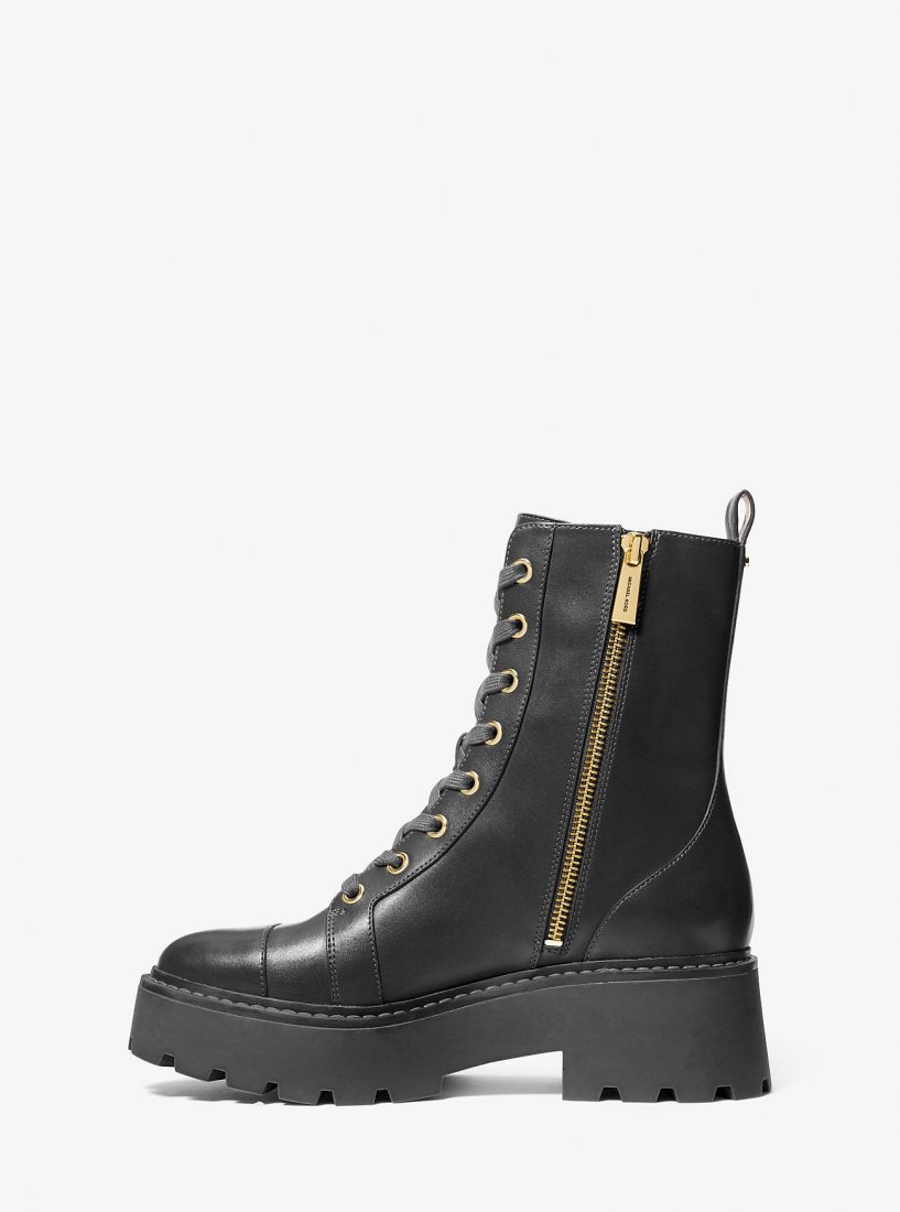 Botte Michael Kors Blake Leather Combat Boot Femme Noir | 0612RJYFV