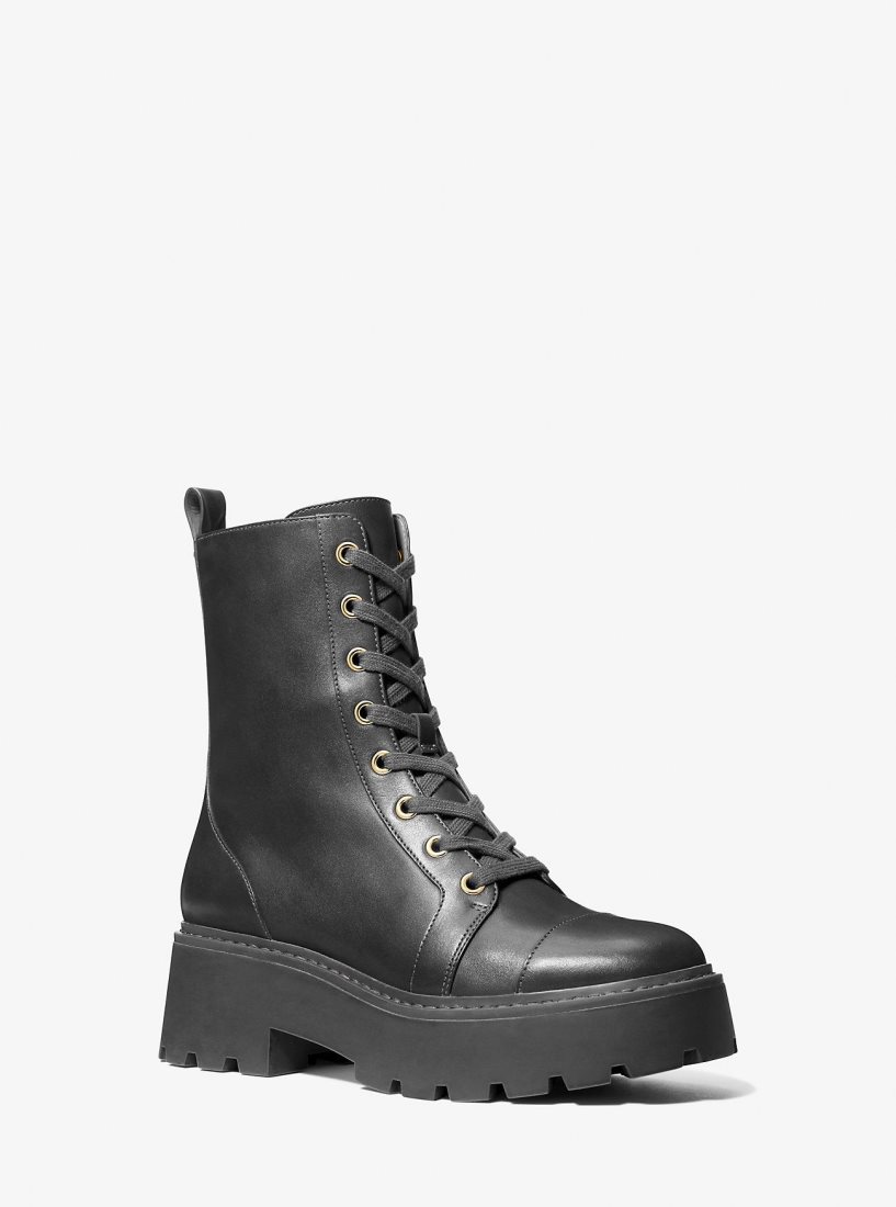 Botte Michael Kors Blake Leather Combat Boot Femme Noir | 0612RJYFV