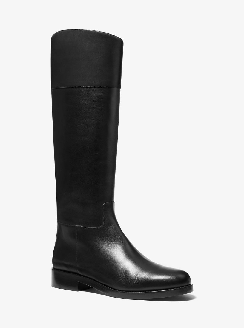 Botte Michael Kors Braden Leather Riding Boot Femme Noir | 2643ESGDP
