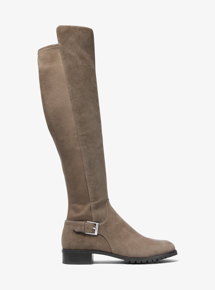 Botte Michael Kors Branson Stretch Suede Boot Femme Marron Clair | 9146BMSYE