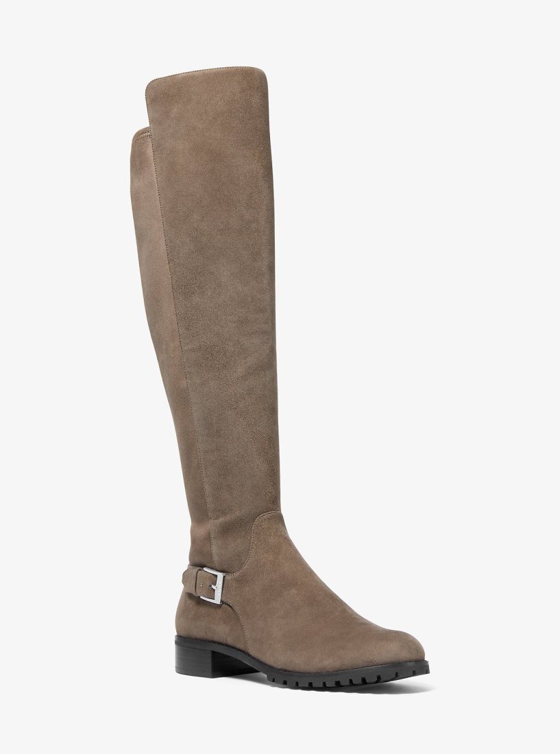 Botte Michael Kors Branson Stretch Suede Boot Femme Marron Clair | 9146BMSYE