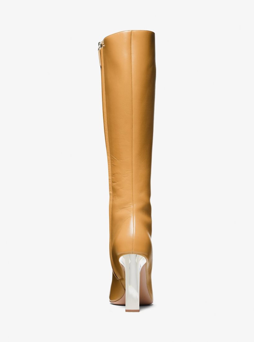 Botte Michael Kors Carly Leather Boot Femme Marron | 5270BHJXQ