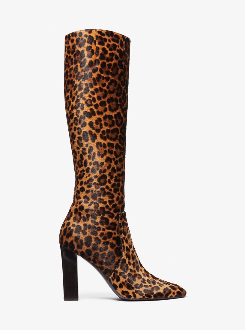 Botte Michael Kors Carly Leopard Print Calf Hair Boot Femme Marron Multicolore | 1564YEZQV