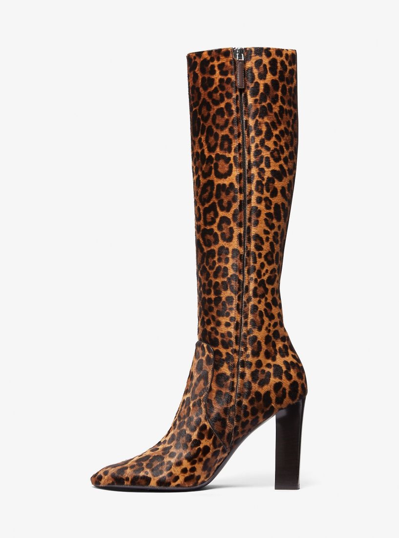 Botte Michael Kors Carly Leopard Print Calf Hair Boot Femme Marron Multicolore | 1564YEZQV