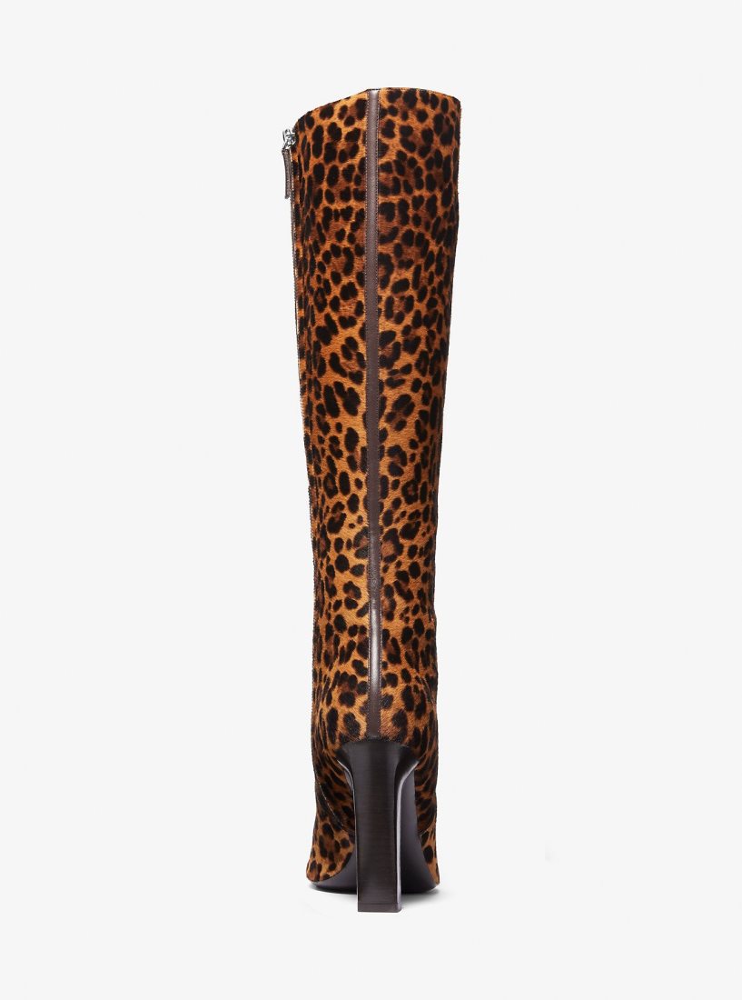Botte Michael Kors Carly Leopard Print Calf Hair Boot Femme Marron Multicolore | 1564YEZQV