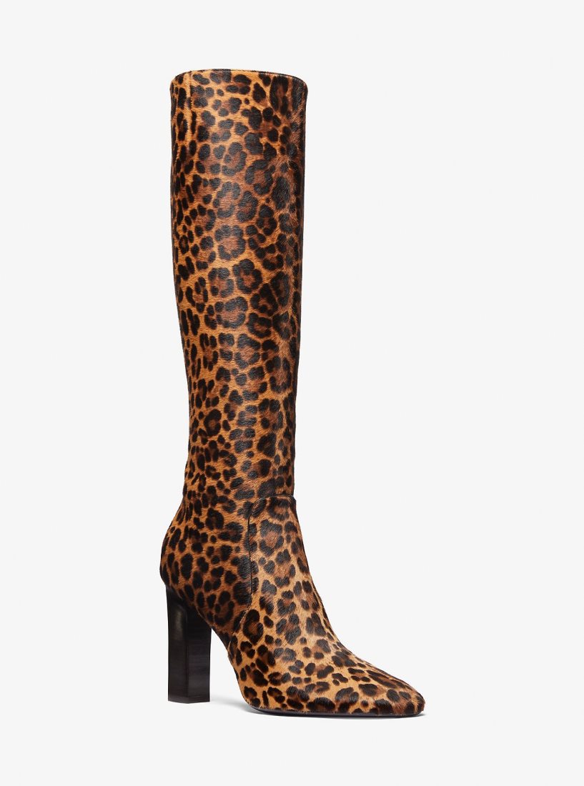 Botte Michael Kors Carly Leopard Print Calf Hair Boot Femme Marron Multicolore | 1564YEZQV