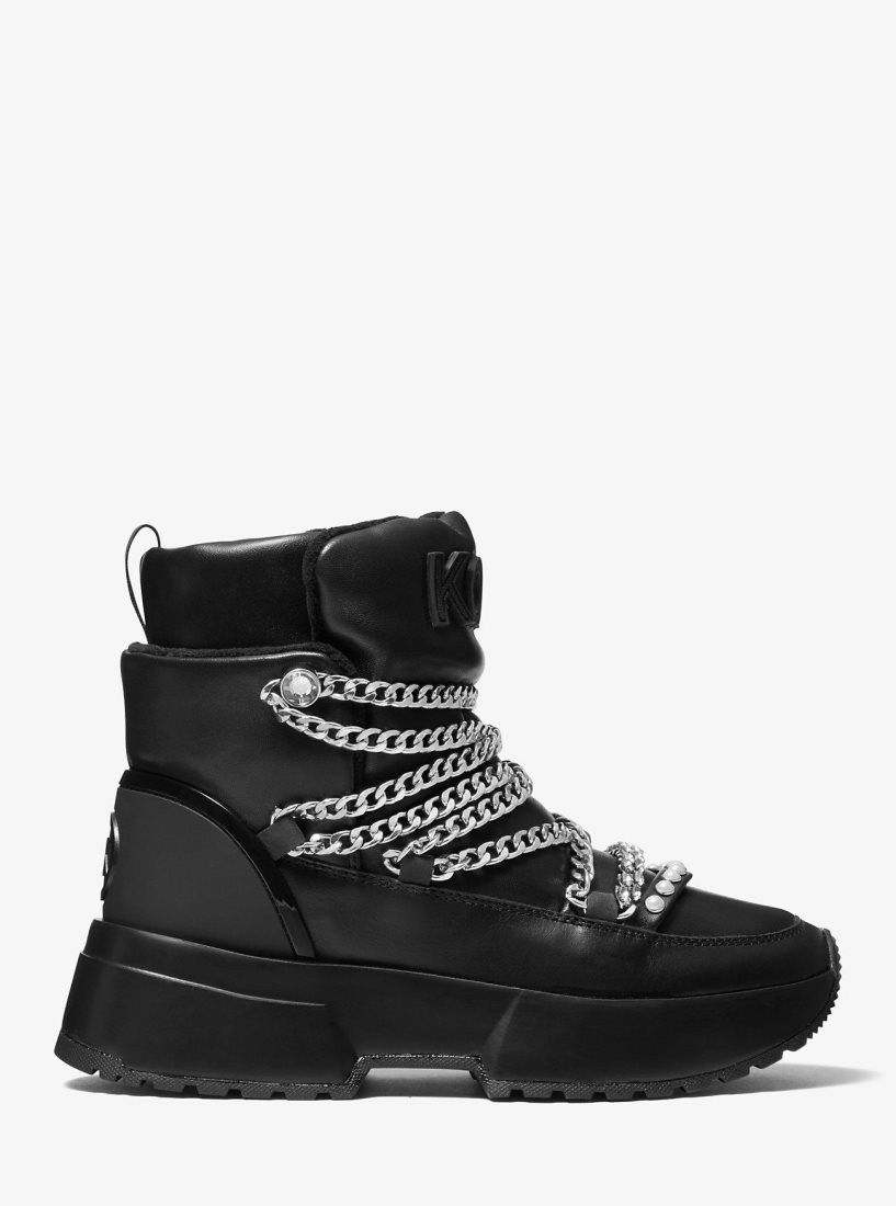 Botte Michael Kors Cassia Leather Boot Femme Noir | 5036AYMRH