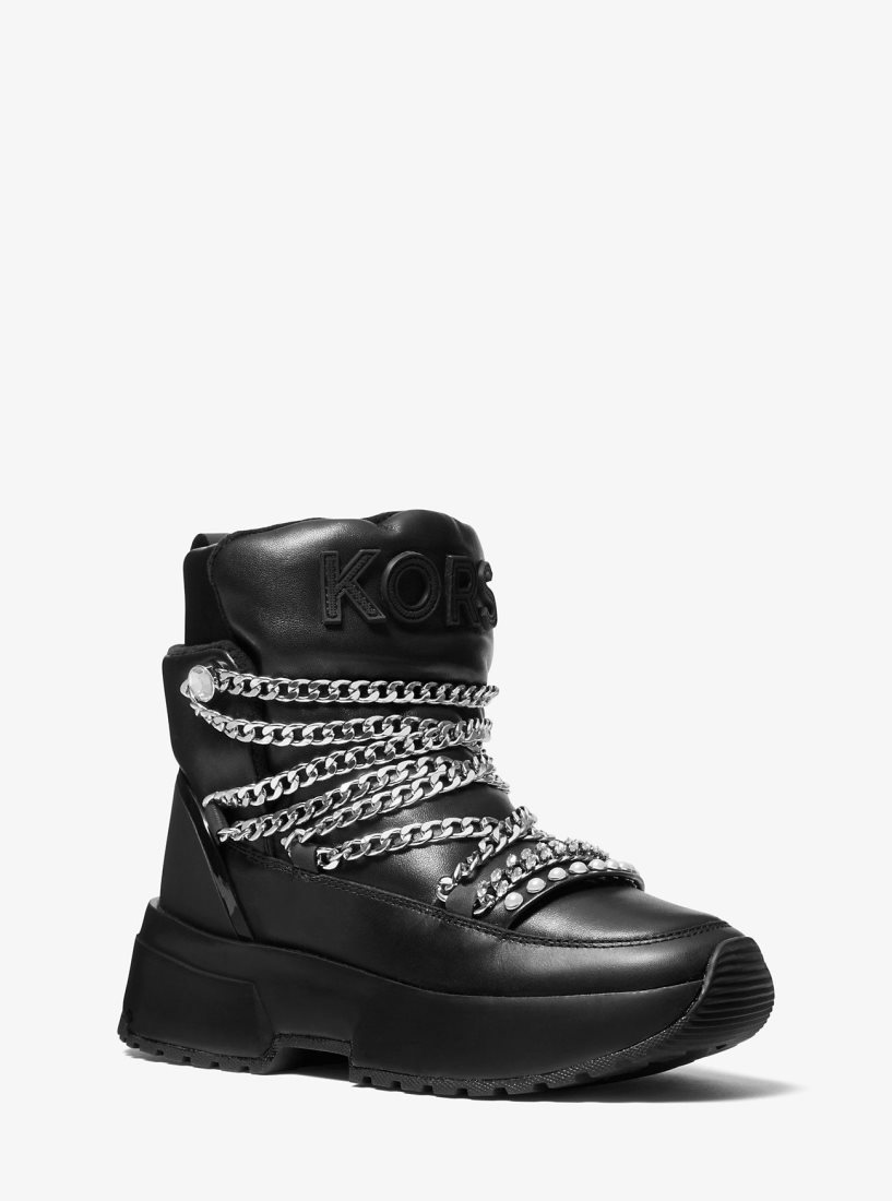 Botte Michael Kors Cassia Leather Boot Femme Noir | 5036AYMRH