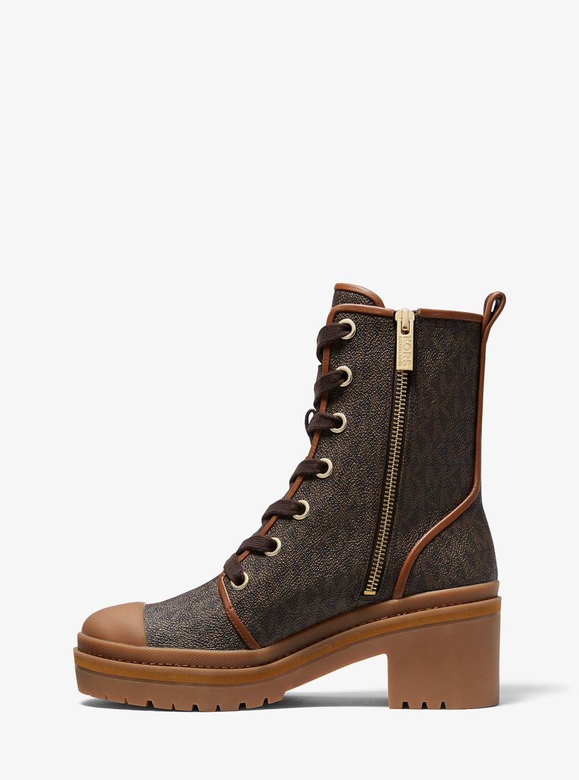 Botte Michael Kors Corey Logo Combat Boot Femme Marron | 7804FSCXI