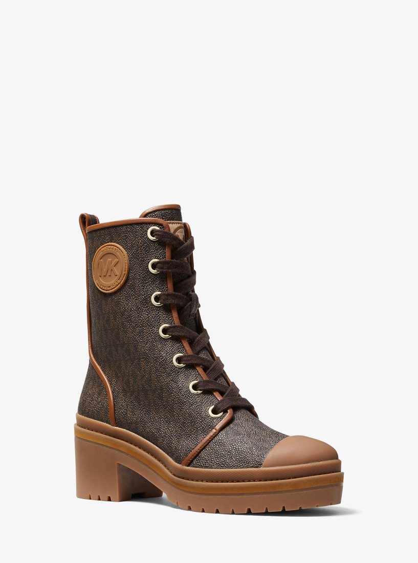 Botte Michael Kors Corey Logo Combat Boot Femme Marron | 7804FSCXI