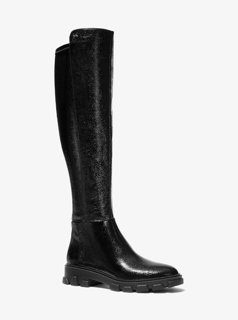 Botte Michael Kors Crackled Faux Patent Leather Boot Femme Noir | 6375PMTQX