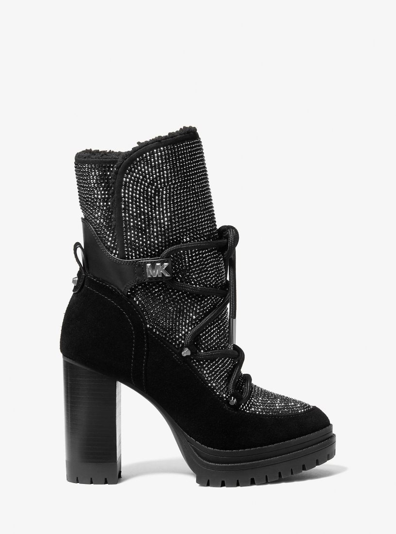 Botte Michael Kors Culver Embellished Lace-Up Boot Femme Noir | 3418CQSIO