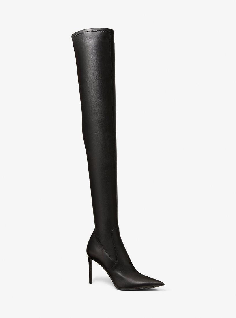 Botte Michael Kors Elle Leather Boot Femme Noir | 9741EKUVD