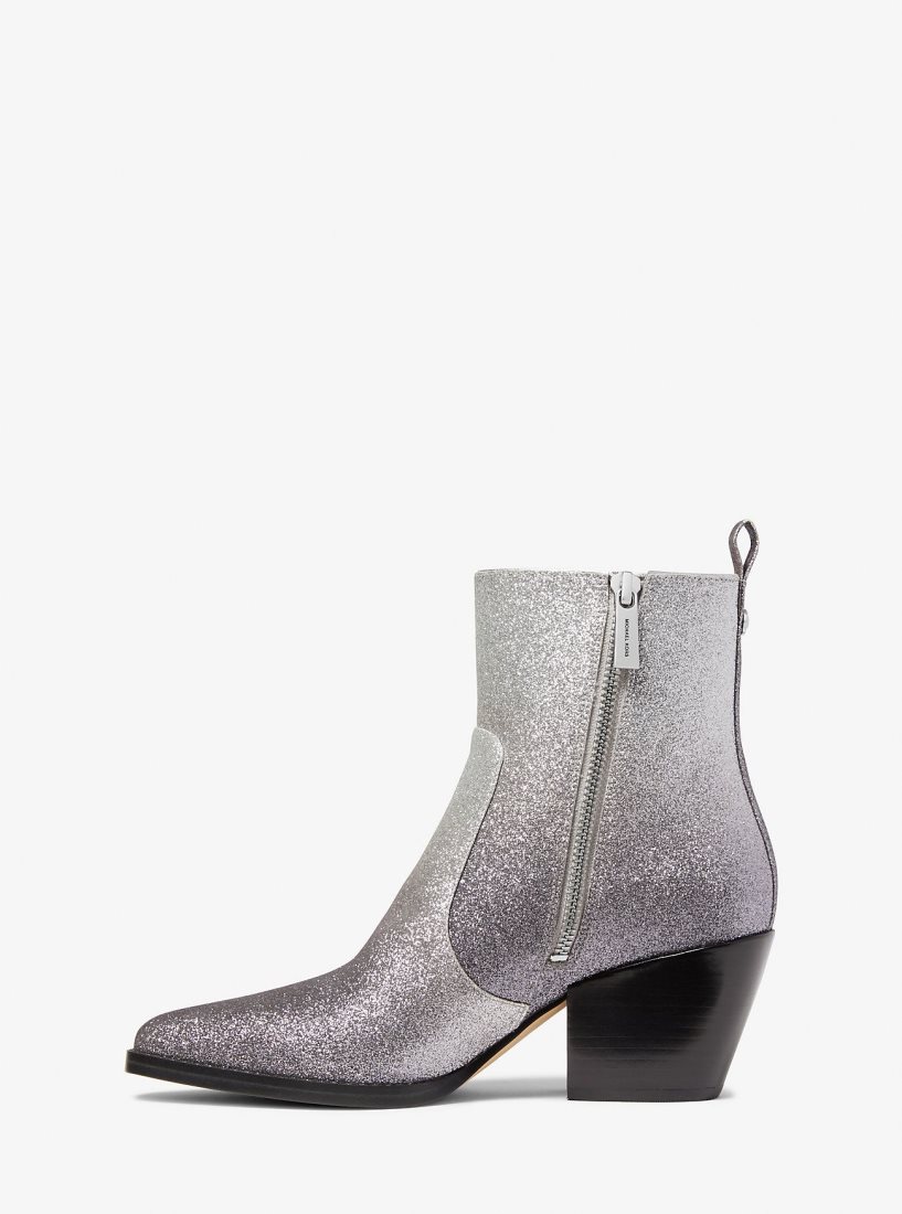 Botte Michael Kors Harlow Glitter Embellished Boot Femme Argent Noir | 3086CXAQO