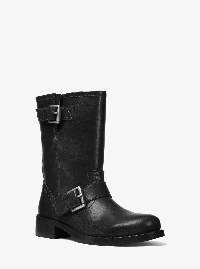 Botte Michael Kors Jonas Leather Moto Boot Femme Noir | 8935ZYEAV
