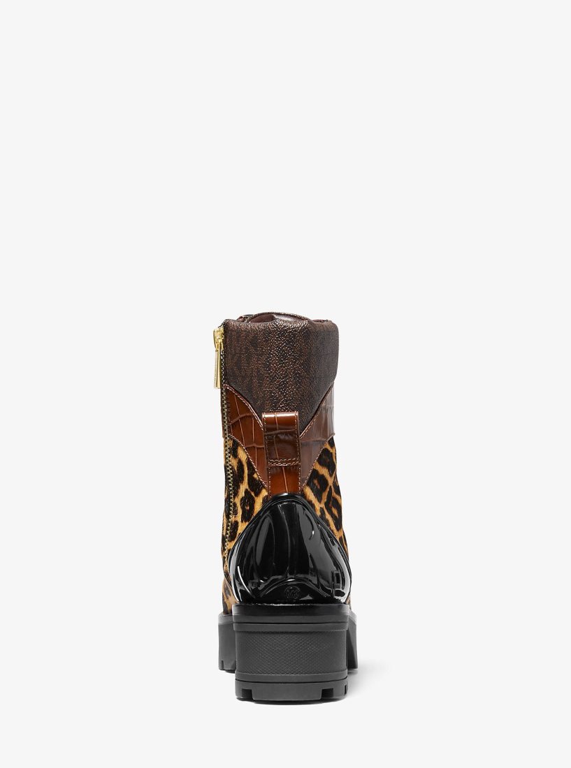 Botte Michael Kors Khloe Mixed-Media Combat Boot Femme Butterscotch | 5804RFQZJ