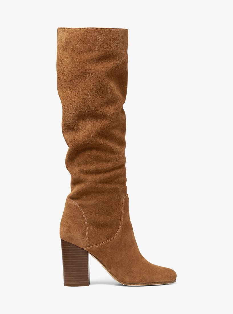 Botte Michael Kors Leigh Suede Boot Femme Luggage | 9470BQVLD