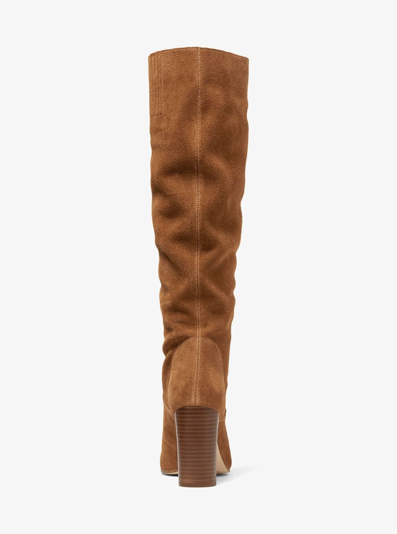 Botte Michael Kors Leigh Suede Boot Femme Luggage | 9470BQVLD