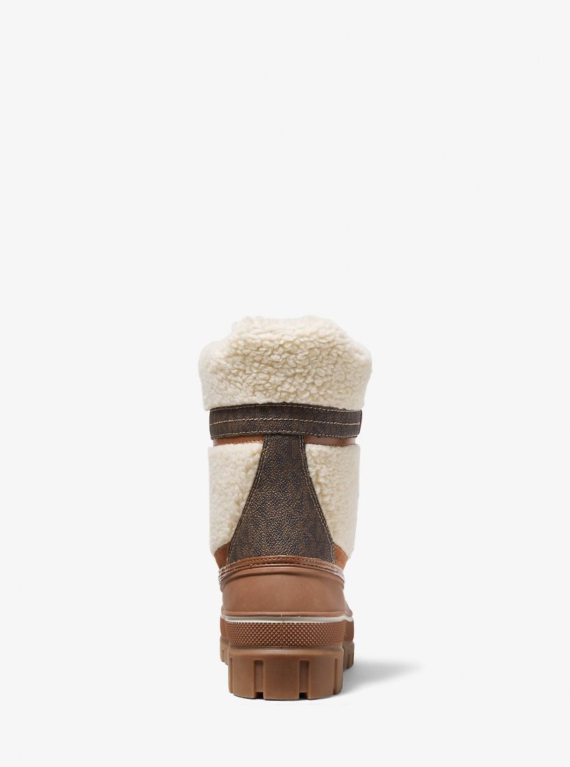 Botte Michael Kors Ozzie Mixed-Media Boot Femme Beige | 6273ENZXQ