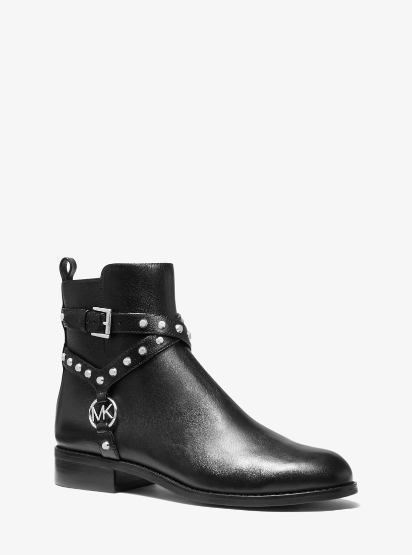 Botte Michael Kors Preston Studded Leather Ankle Boot Femme Noir | 5846FLOBA