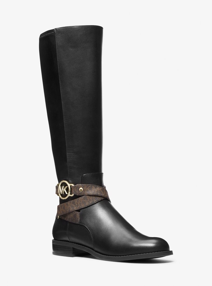 Botte Michael Kors Rory Leather and Logo Boot Femme Marron | 7412BXYEM