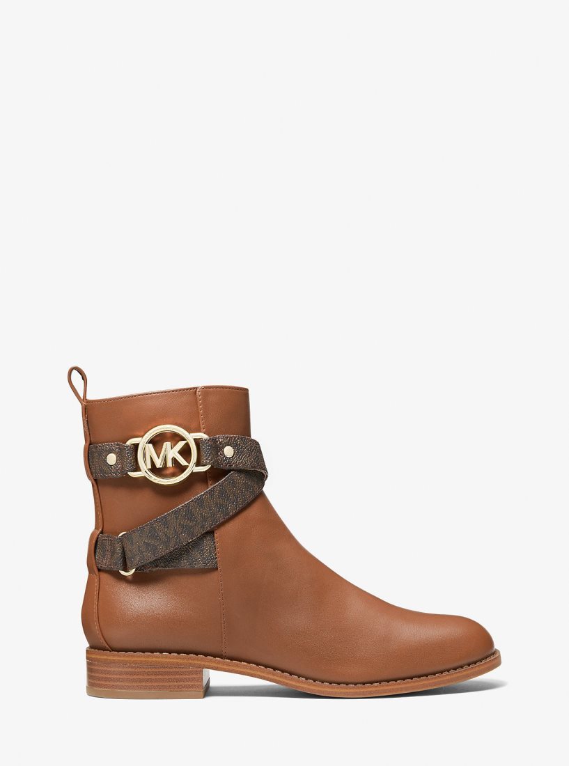 Botte Michael Kors Rory Leather and Logo Ankle Boot Femme Luggage | 3026CEKNP