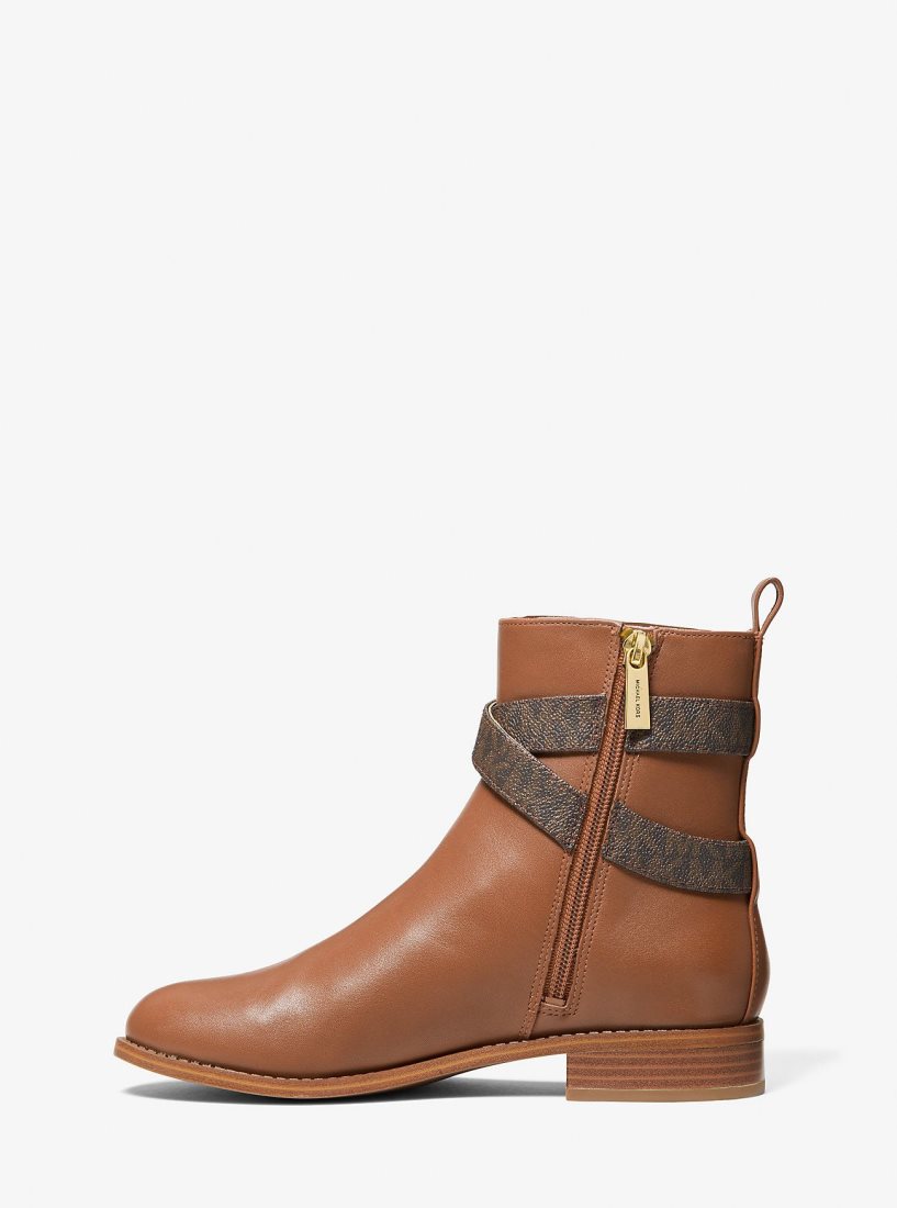 Botte Michael Kors Rory Leather and Logo Ankle Boot Femme Luggage | 3026CEKNP
