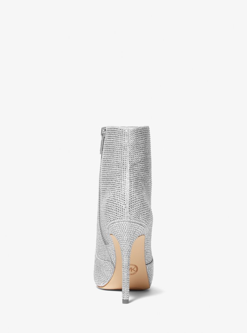 Botte Michael Kors Rue Embellished Glitter Chain-Mesh Ankle Boot Femme Argent | 7502EUSBY