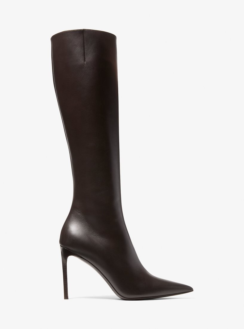 Botte Michael Kors Tatjana Leather Boots Femme Chocolat | 3085WEOKZ