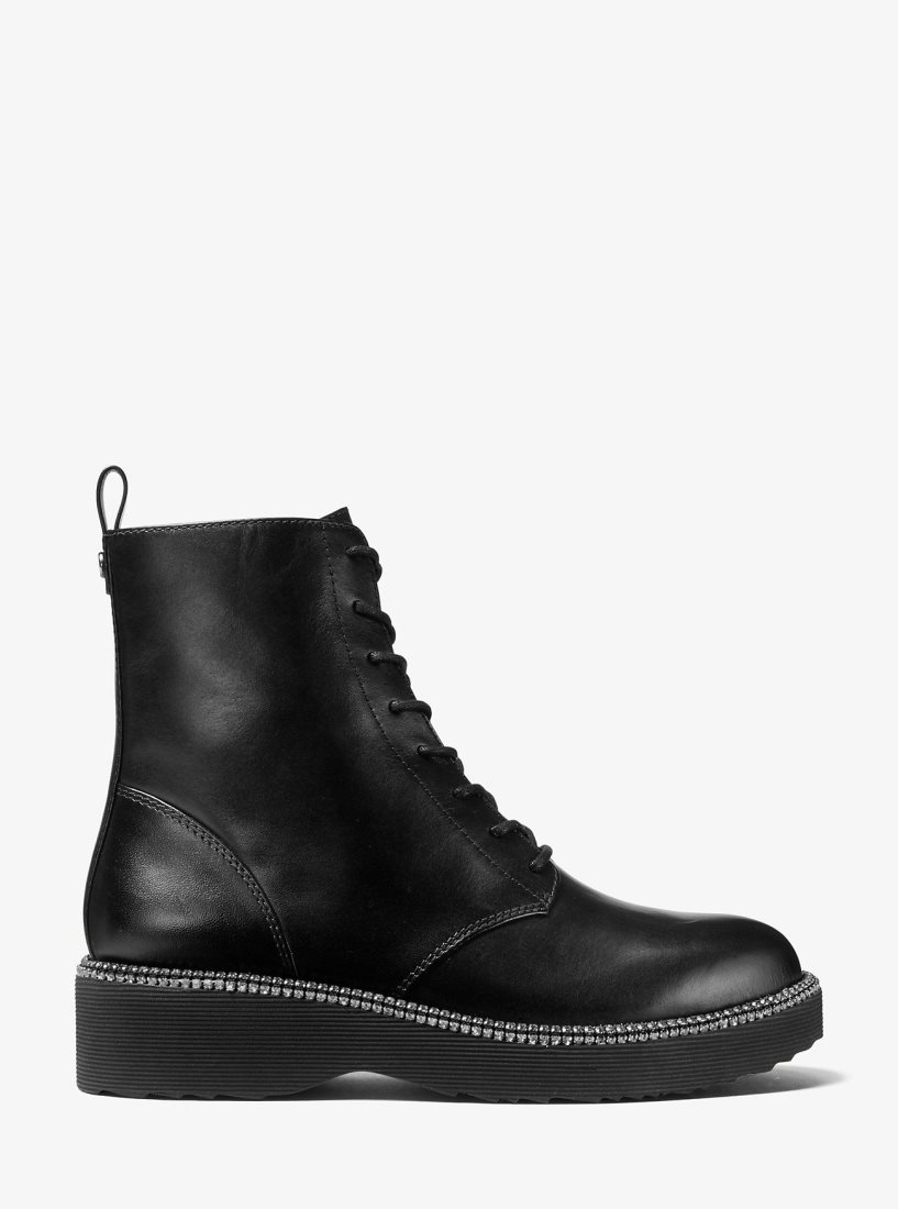 Botte Michael Kors Tavie Leather Combat Boot Femme Noir | 4653YPNKZ