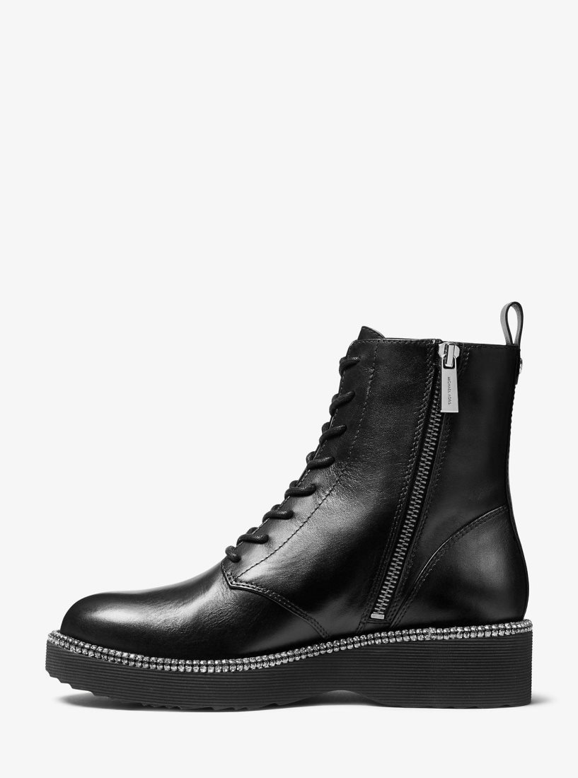Botte Michael Kors Tavie Leather Combat Boot Femme Noir | 4653YPNKZ