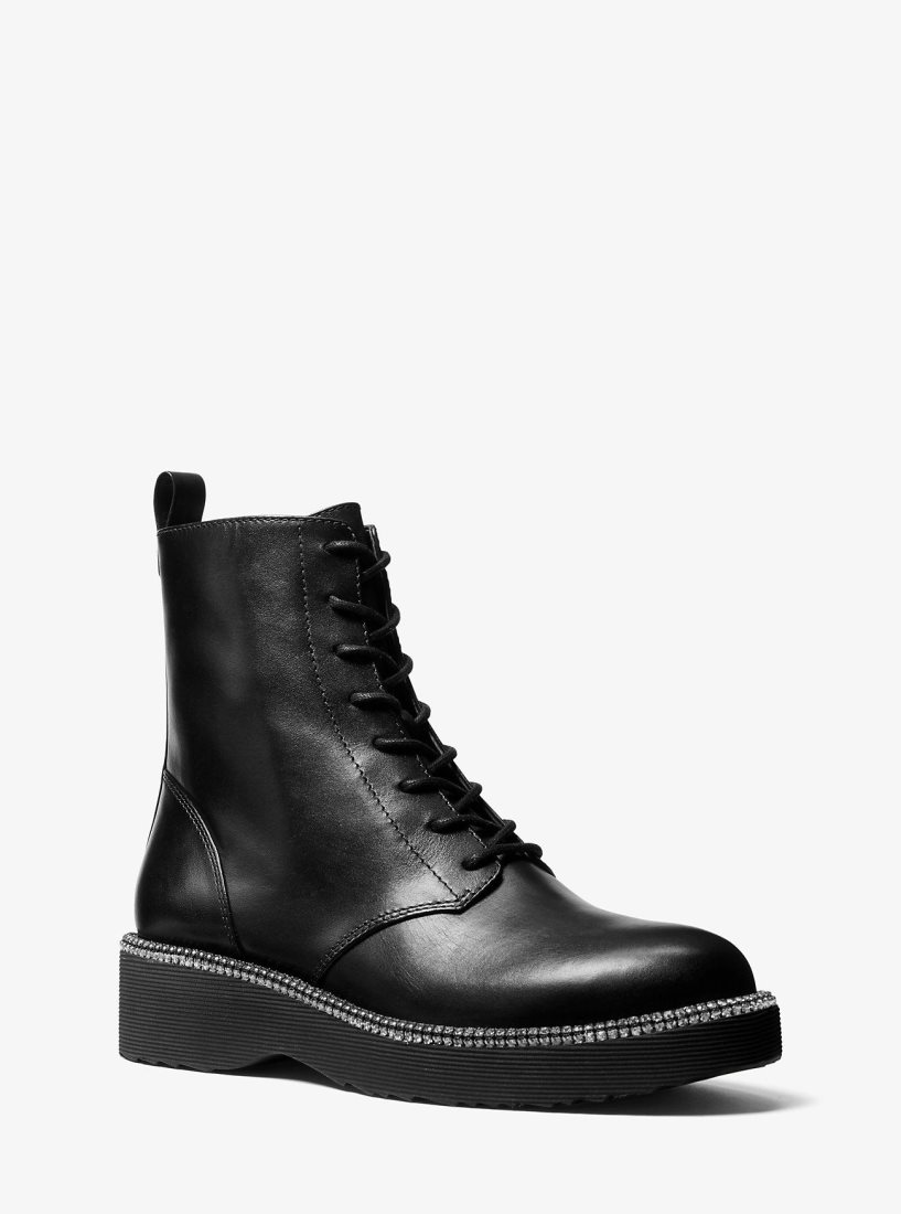 Botte Michael Kors Tavie Leather Combat Boot Femme Noir | 4653YPNKZ
