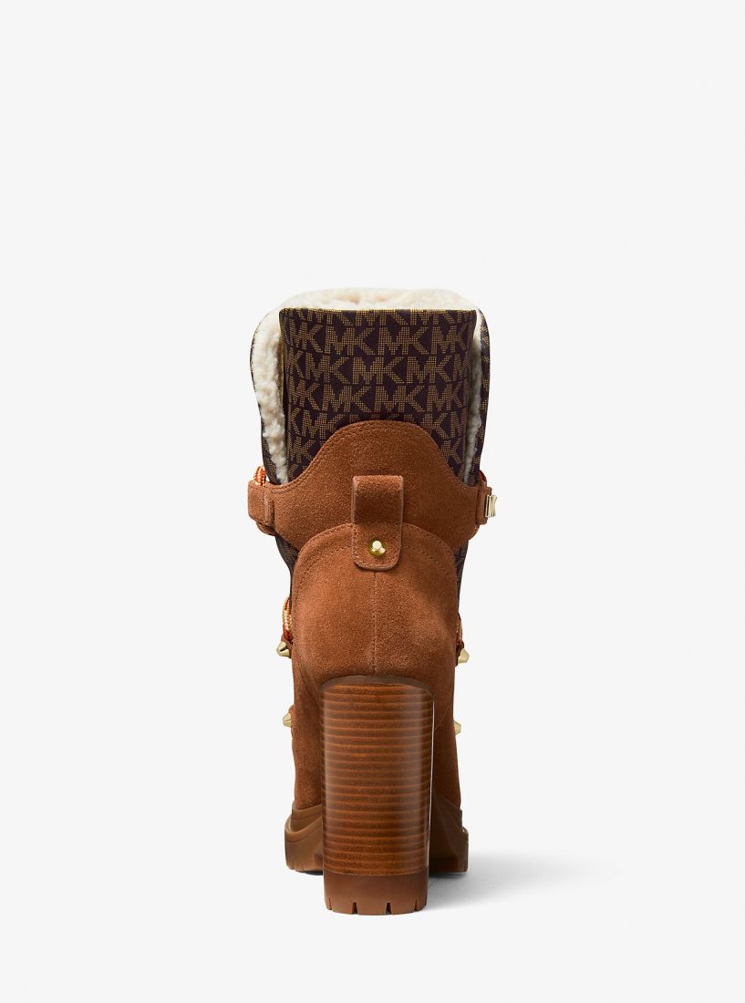 Bottines Michael Kors Culver Logo Print Nylon and Nubuck Boot Femme Luggage | 5293CKZFN