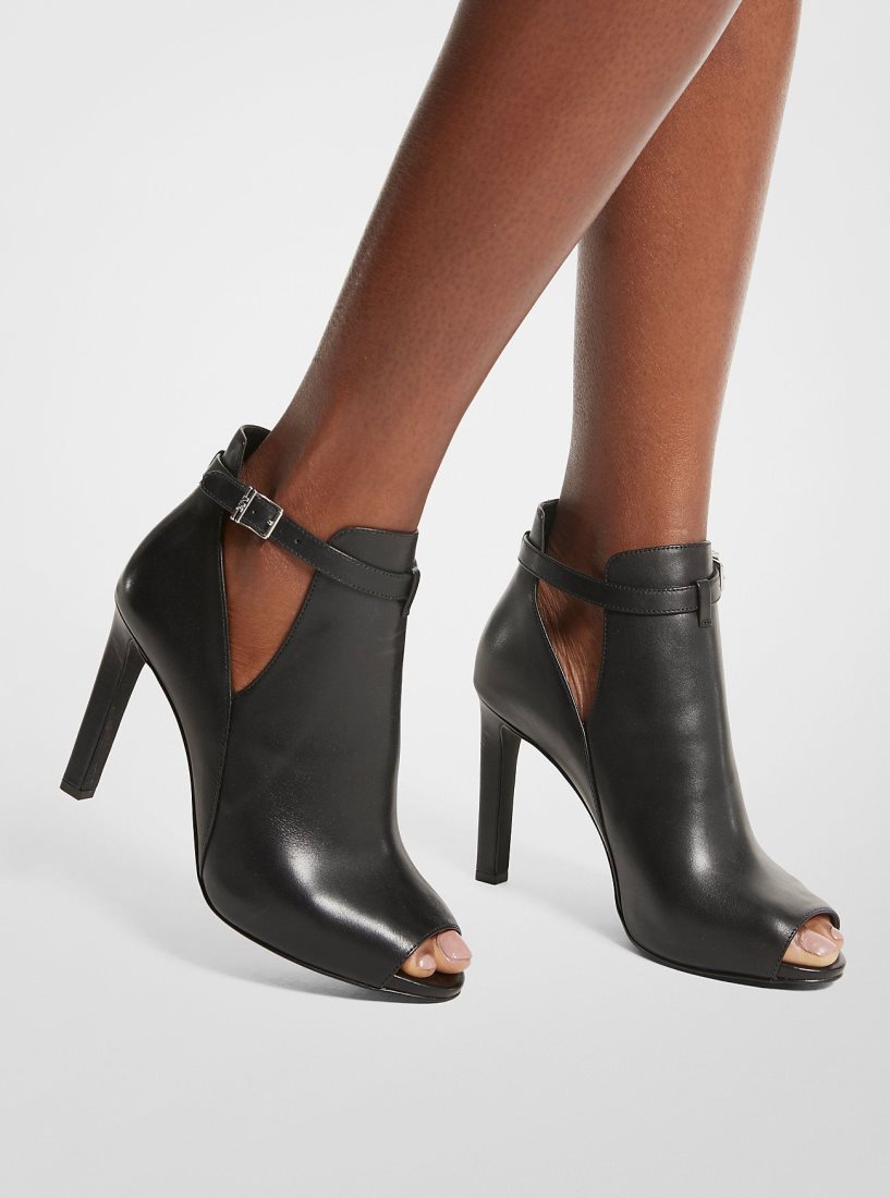 Bottines Michael Kors Lawson Leather Open-Toe Ankle Boot Femme Noir | 7268NHOWV