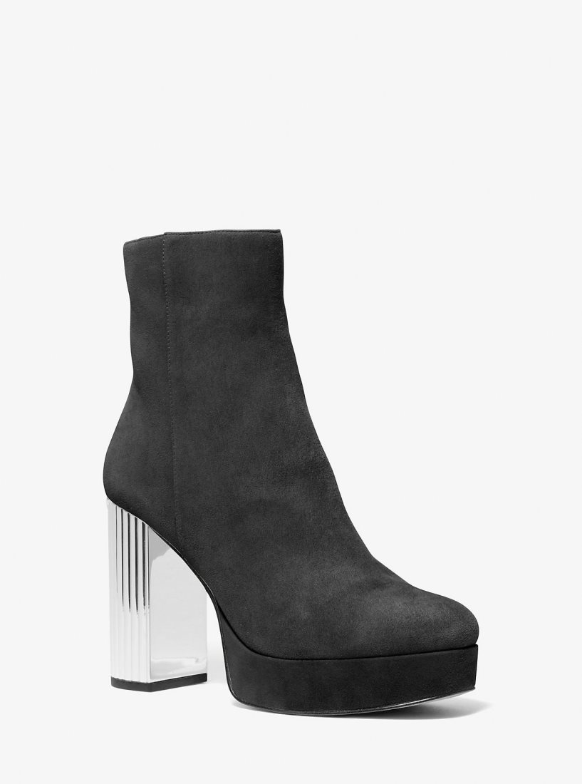 Bottines Michael Kors Porter Suede Platform Ankle Boot Femme Noir | 4592NCXHU