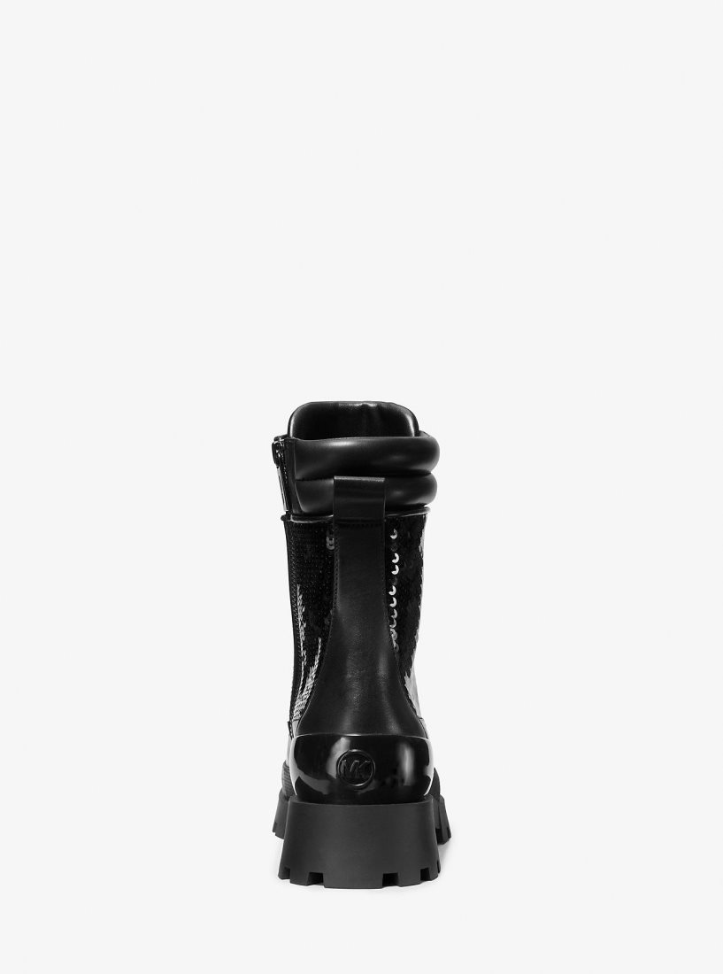 Bottines Michael Kors Rowan Embellished Leather Lace-Up Boot Femme Noir | 3275WQKLO